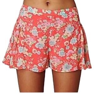 Free People Orange Print Chiffon Lined Skort 0